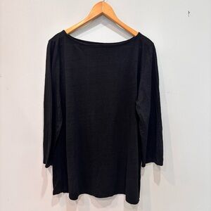 Eileen Fisher 100% Organic Linen Black Top Women’s Size Large